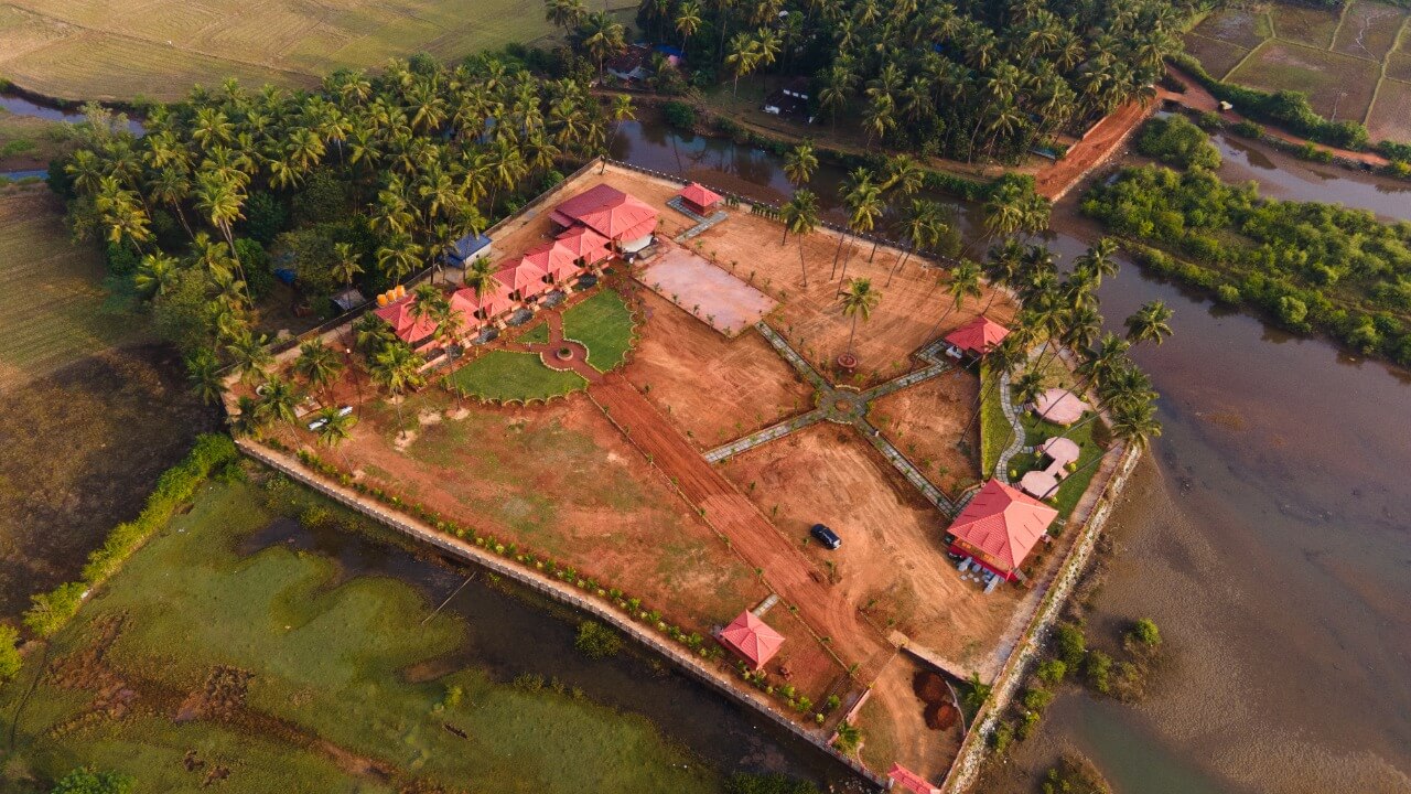 Best beach resorts in Murdeshwar — aerial drone view